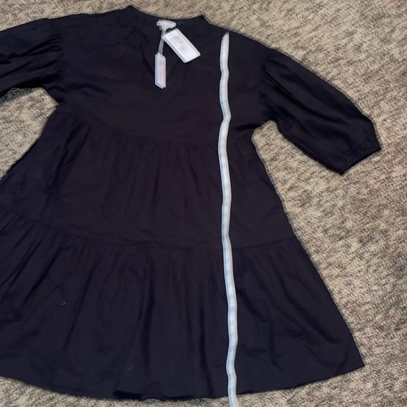 Sundry Evereve The Anywhere Dress Size M Black Tiered Puff Sleeves Pockets - Picture 6 of 8